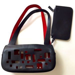 Vintage Bally Black Cutout Bag with Pochette